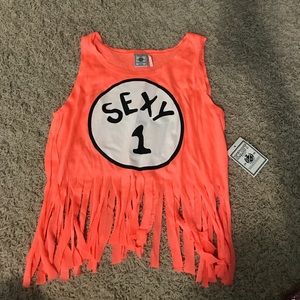 Funny N cute Orange crop top with fringe. Size S