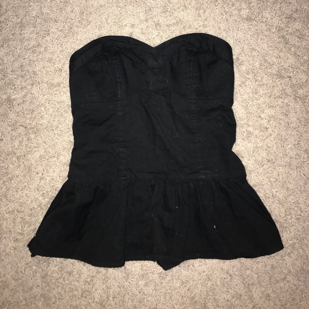 Black strapless fit and flare crop top XS