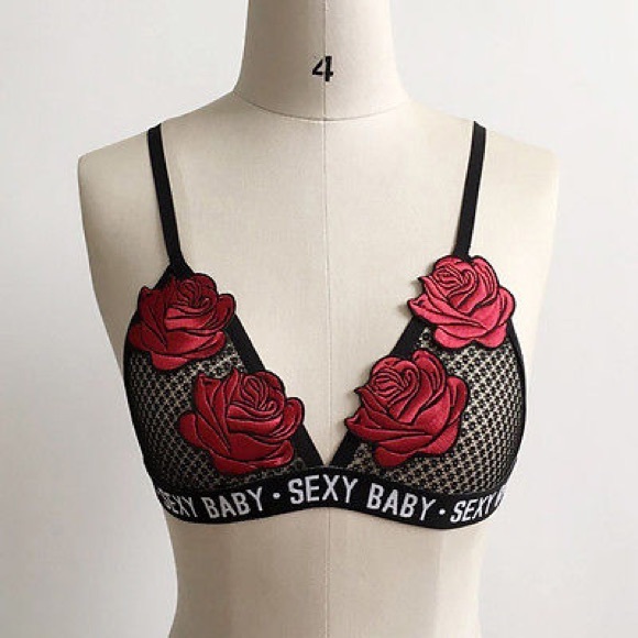 Last 3! Lace Rose Embroidered Bandage Bralette - Picture 4 of 6
