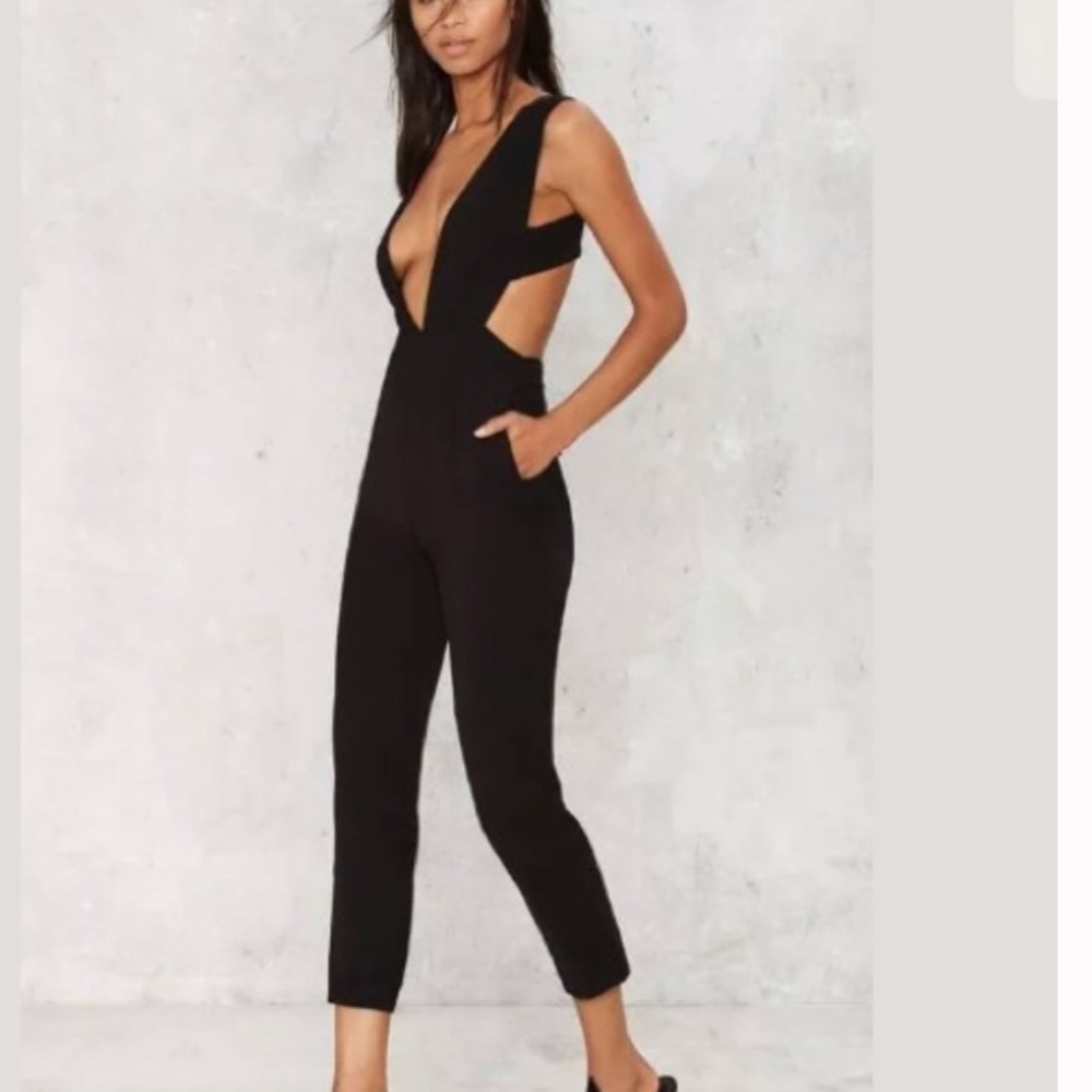 Natural Lady In The Streets Plunging Jumpsuit