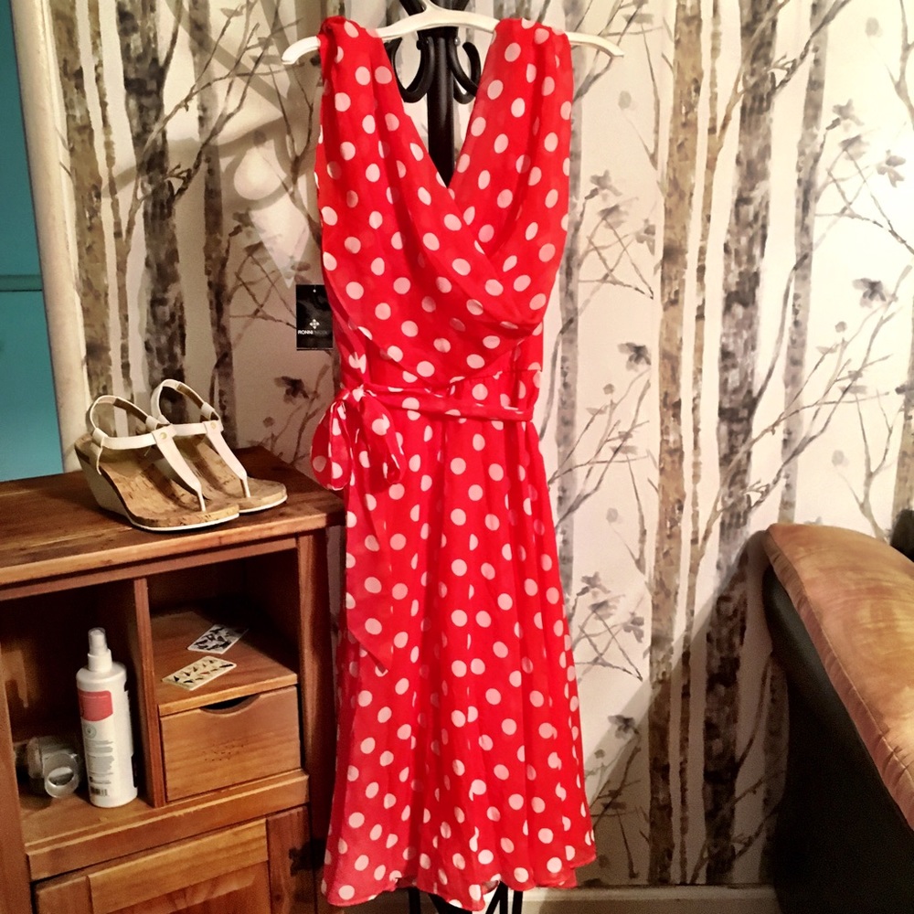 NWT coral & white polka dot dress sz 6