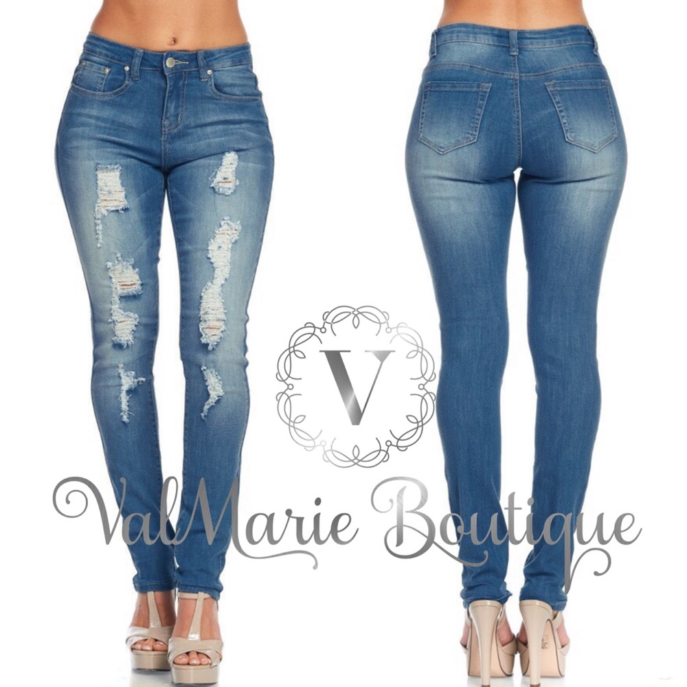 📍SZ 7 LAST - Distressed Skinny Stretchy Jeans - Picture 2 of 3