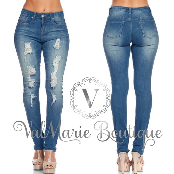 📍SZ 7 LAST - Distressed Skinny Stretchy Jeans - Picture 2 of 3