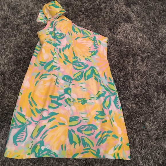 Lilly Pulitzer One Shoulder Bow Silk Dress Summer - Picture 5 of 7