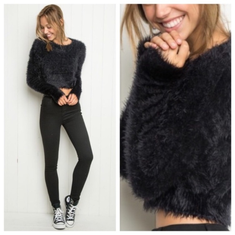 Brandy Melville fuzzy crop sweater