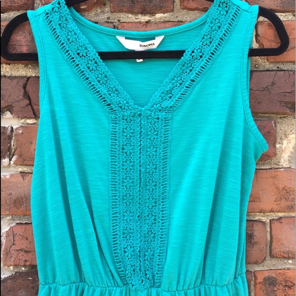 Teal boho mini dress with cinched waist 👗 - Picture 2 of 5