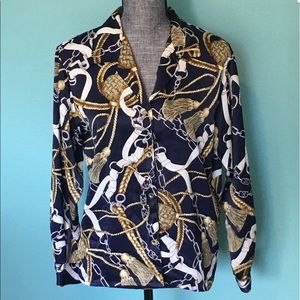 Vintage Tops - Vintage Versace style Shirt Top 6 Blue Gold Brown Vintage Tops - Vintage Versace style Shirt Top 6 Blue Gold Brown