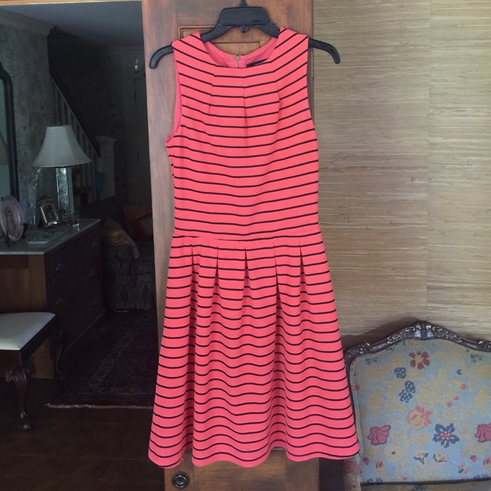 Adorable Mossimo Coral & Black Striped Dress
