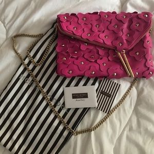 Henri Bendel Debutante Asymmetrical Clutch -Fuscia