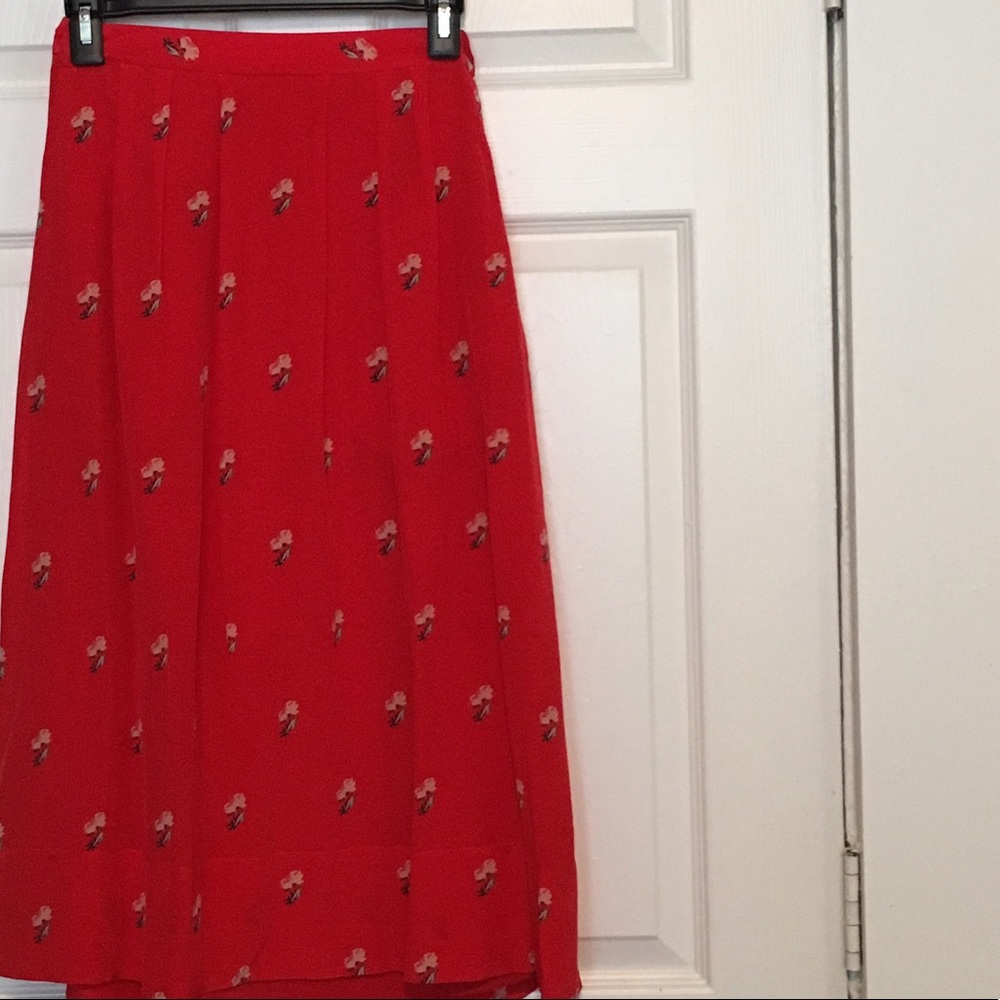 High waist Floral Silk Skirt