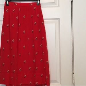 High waist Floral Silk Skirt