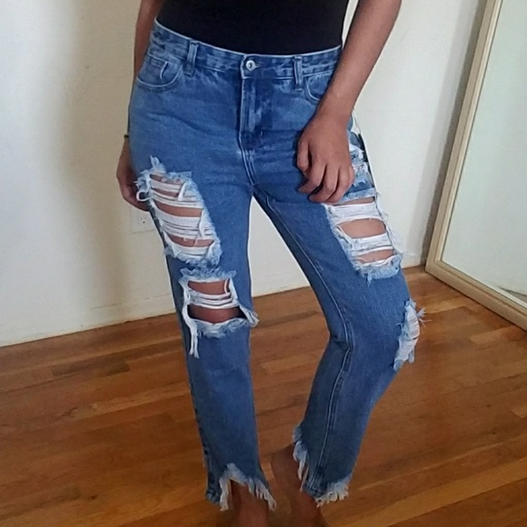 💦2FOR$20💦DISTRESSED DENIM BOYFRIEND JEANS - Picture 2 of 6