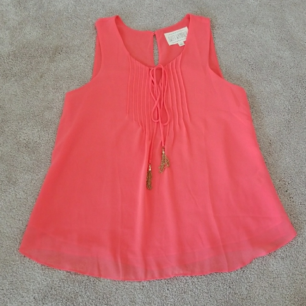 Gorgeous bright coral tank with gold metal tassle