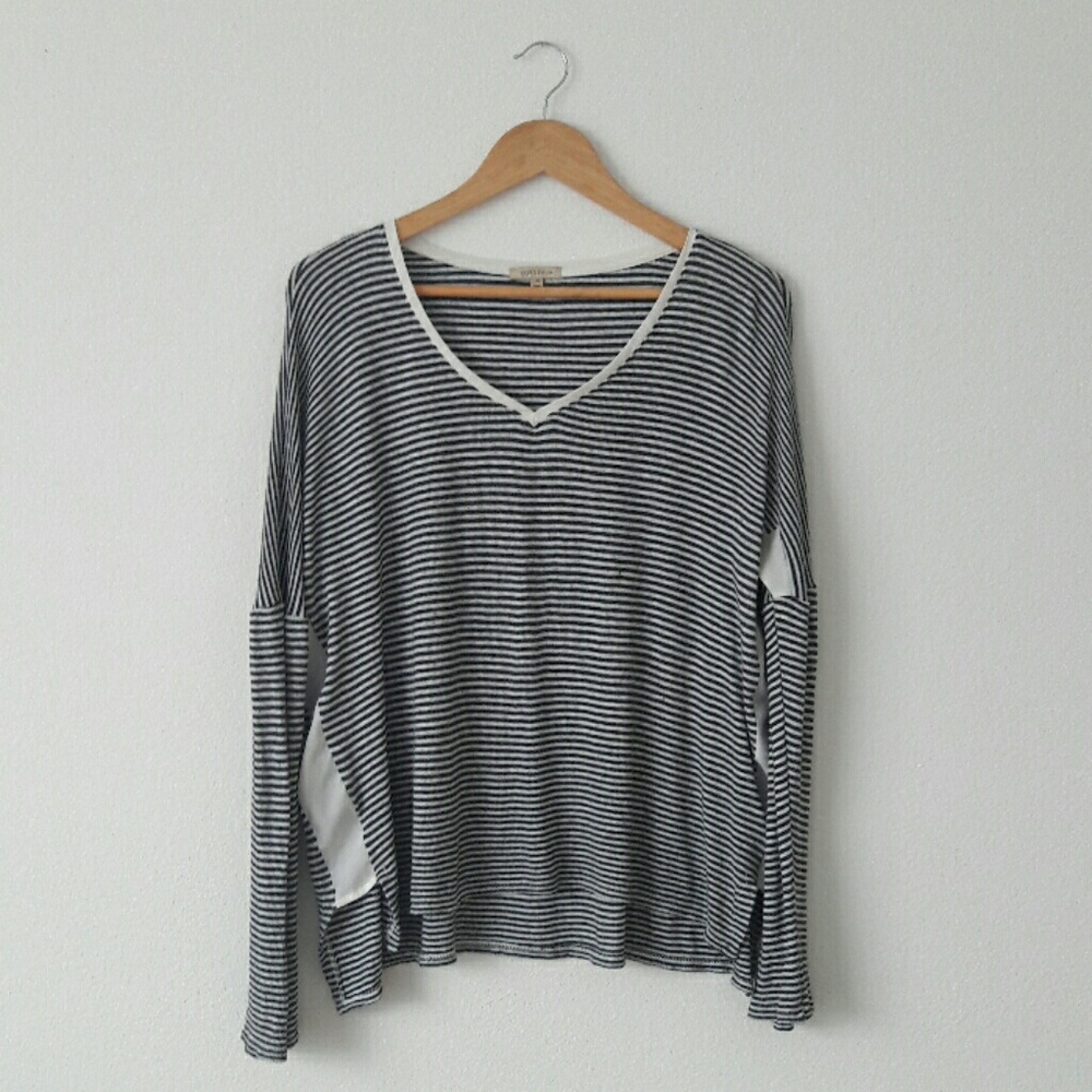 Anthropologie Long Sleeve Striped Flowy Top
