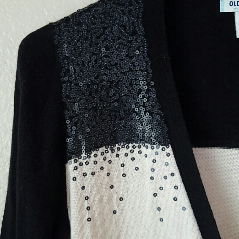 Black & Cream Cardigan w/ Matte Sequins