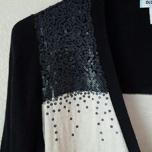 Black & Cream Cardigan w/ Matte Sequins