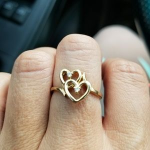 Gold Heart ring with diamonds