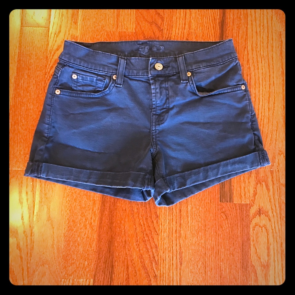 7 For All Mankind Roll Up Cuffed Denim Shorts