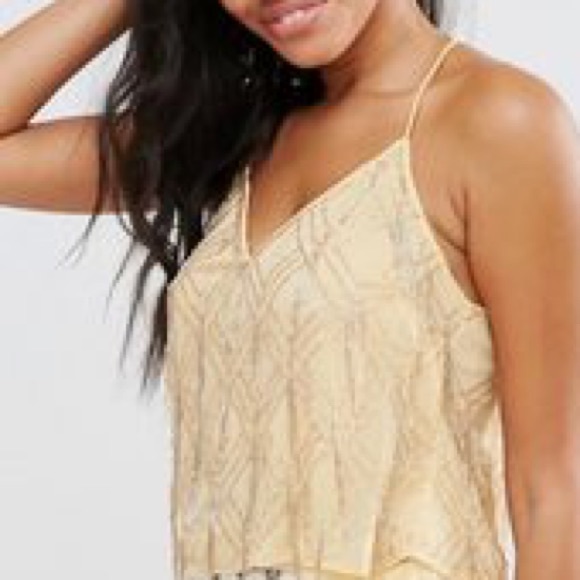 NWOT Free People Gatsby Spaghetti Strap Beaded Top - Picture 3 of 8