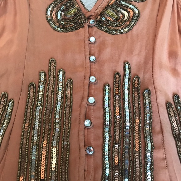 Tracy Reese New York Beautiful Beaded Silk Top - Picture 3 of 8