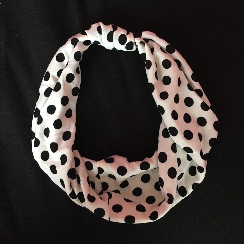 White/Black Polkadot Headband