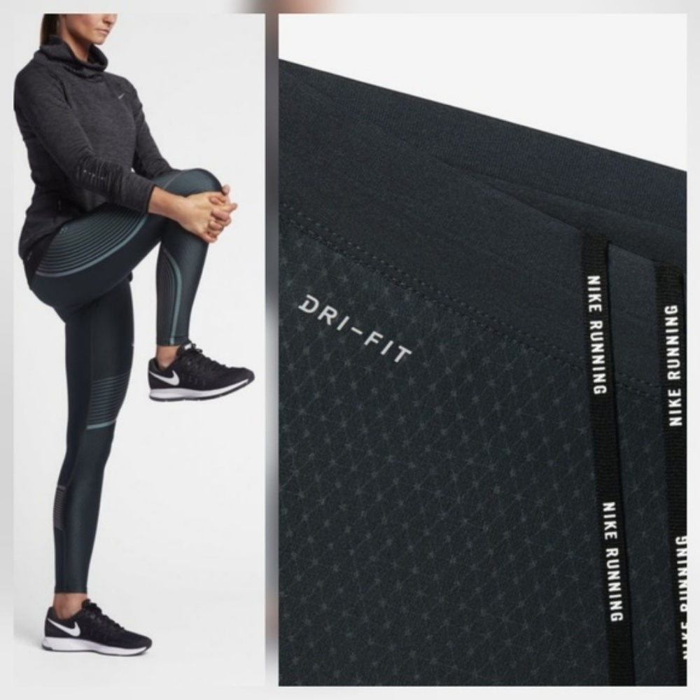 Nike Speed Running Pants Legging Green Seaweed - Picture 3 of 7