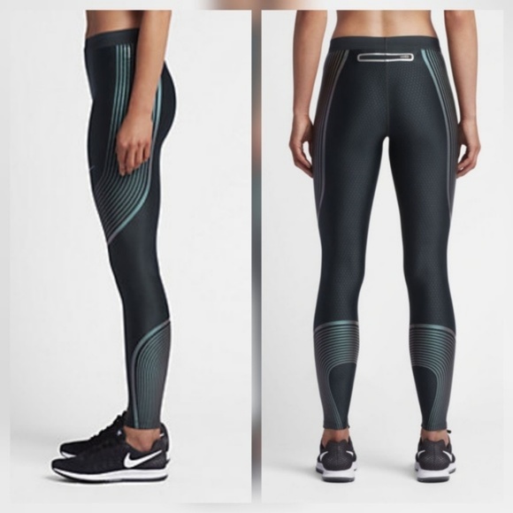 Nike Speed Running Pants Legging Green Seaweed - Picture 2 of 7