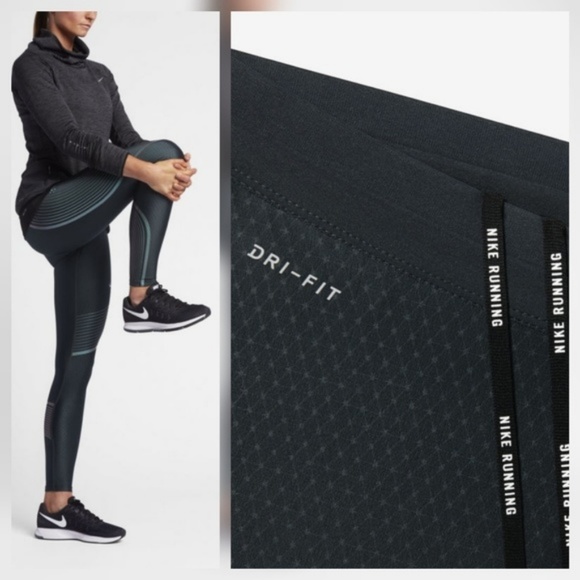 Nike Speed Running Pants Legging Green Seaweed - Picture 3 of 7