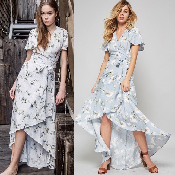 Bellanblue Dresses & Skirts - NATASHA floral print hi-lo maxi -BLUE
