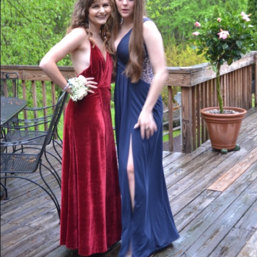 Wine Colored Velvet Prom Dress