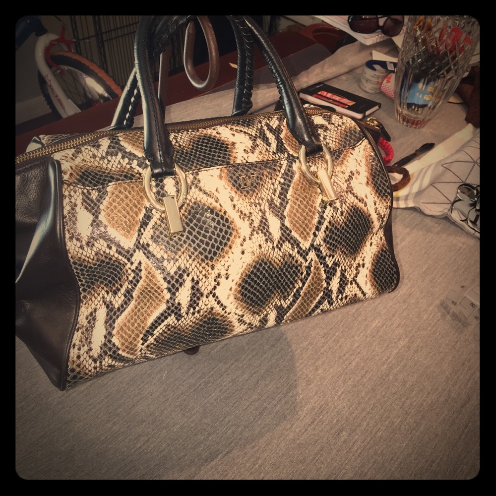 DVF Sutra Python Printed Small Duffle Bag