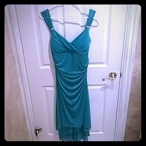 Long turquoise chiffon dress