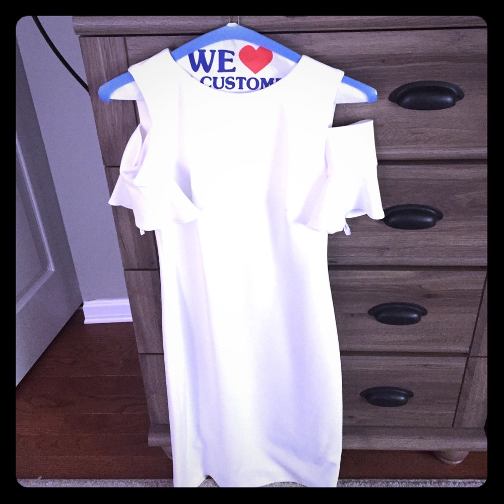 Cold shoulder white dress