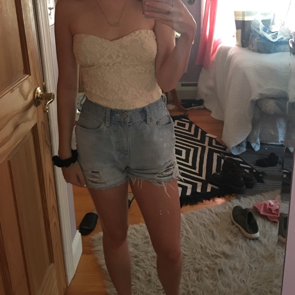 Lace corset strapless top