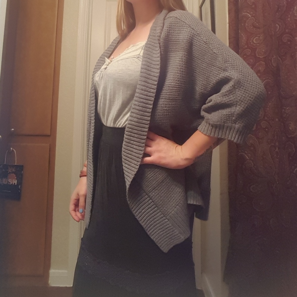 Oversized Gray Knit Cardigan