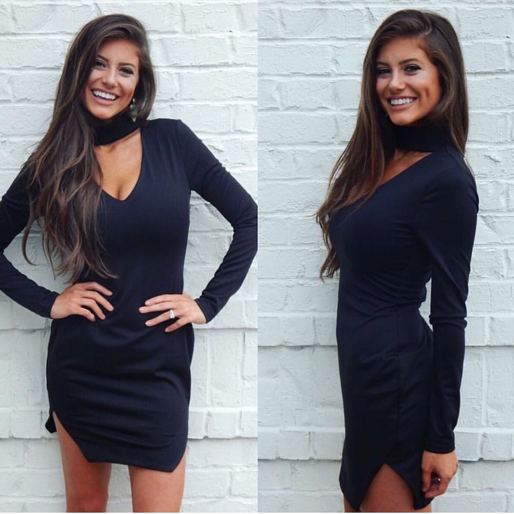 Black Choker Dress with Pockets