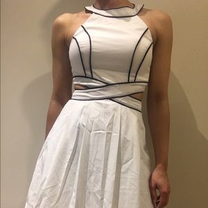 High Neck White Dress