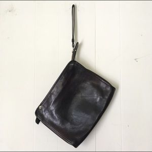 Coach Leather Wrist Clutch Black 70s Vintage Purse