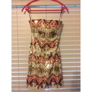 bebe Strapless Sequin Dress