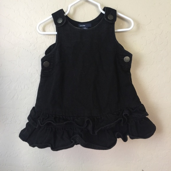 girls black denim dress