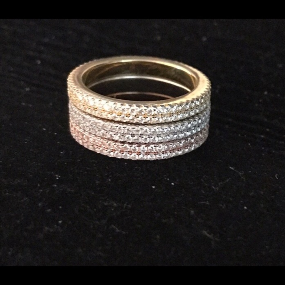 Sterling Tri Color Eternity Bands