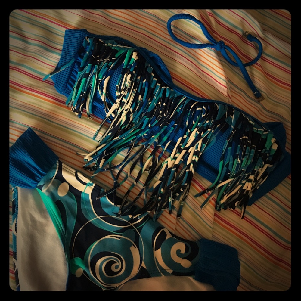 Blue Swirl String Bikini