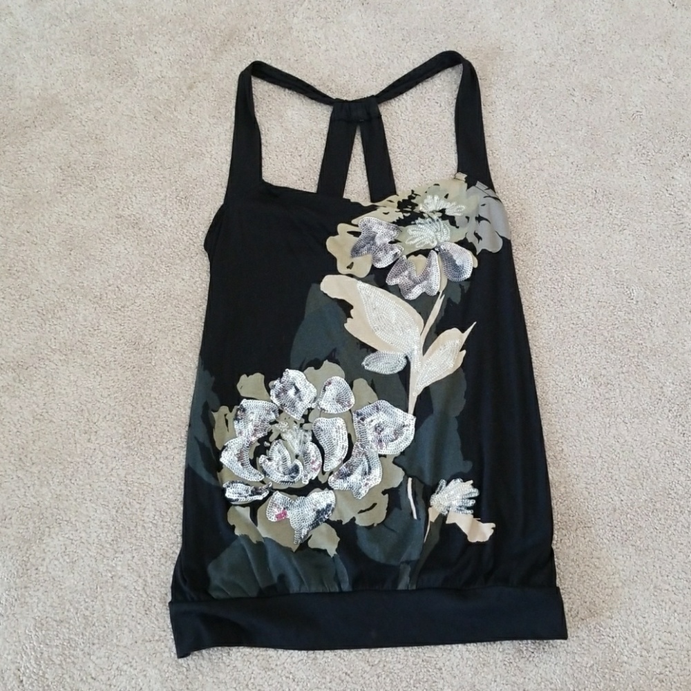 Like new sexy black/beaded tank, xs, Express