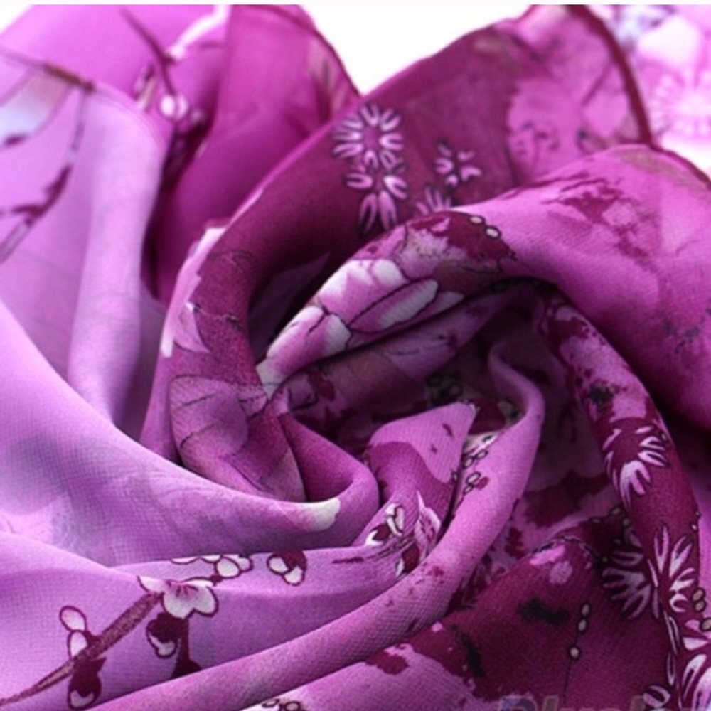 💕💞 HP💕💞 Beautiful Purple Chiffon Floral Scarf - Picture 7 of 8