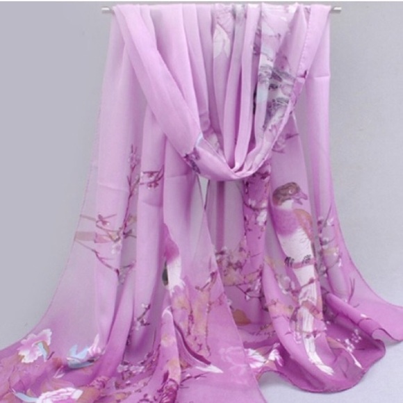 💕💞 HP💕💞 Beautiful Purple Chiffon Floral Scarf - Picture 3 of 8