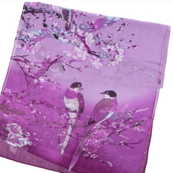 💕💞 HP💕💞 Beautiful Purple Chiffon Floral Scarf - Picture 5 of 8