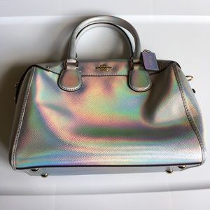 Silver iridescent Coach purse