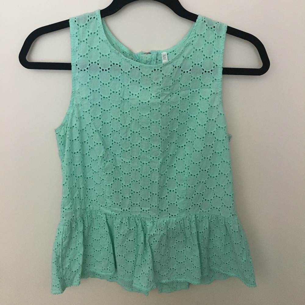 Teal lace peplum top