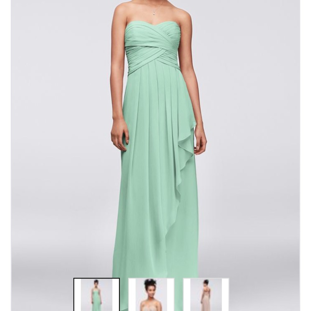 Strapless crinkle chiffon dress (Davids Bridal)