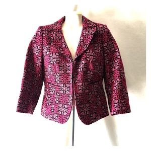 Cropped Cotton Tapestry Embroidered Blazer Jacket.